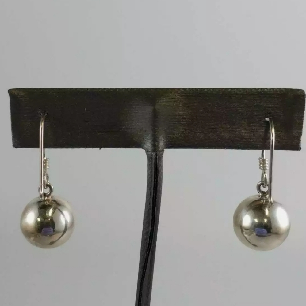 VTG Mexico STERLING SILVER BALL EARRINGS .925 - Picture 4 of 7